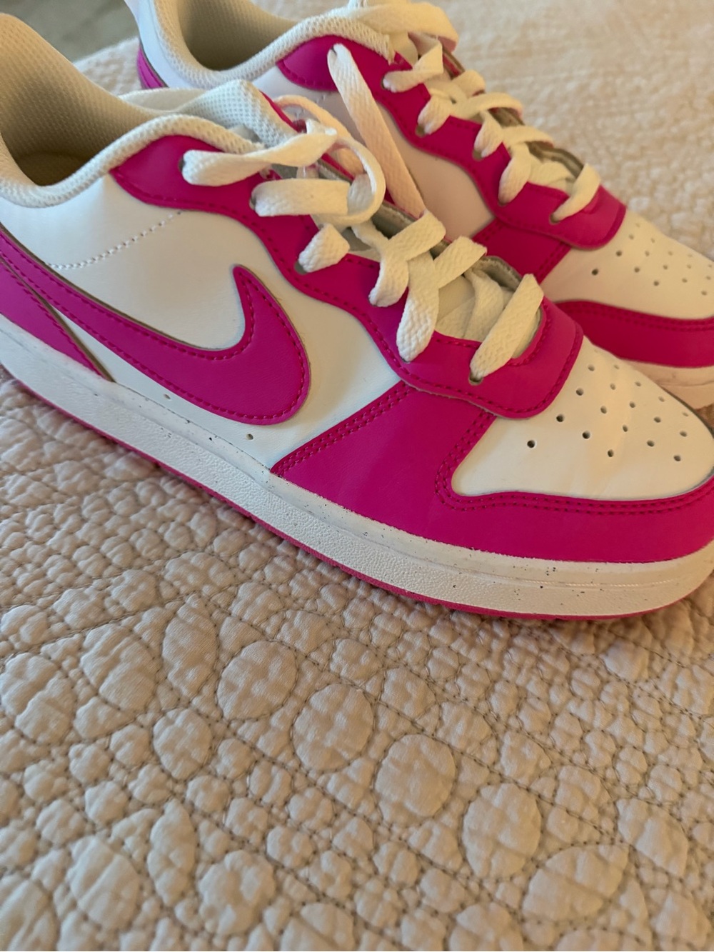 Nike Kids White and Hot Pink Casual Lace-Up Sneakers